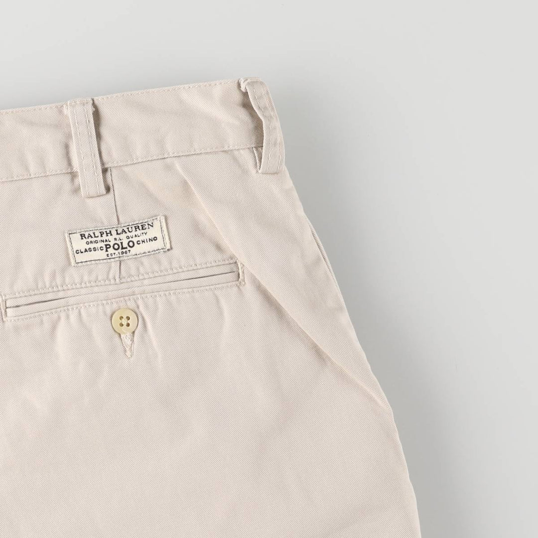 Ralph Lauren POLO by Ralph Lauren TYLER SORT Two-Pleated Chino Shorts, Men's, Size W35 cotton ivory Vintage Second Hand