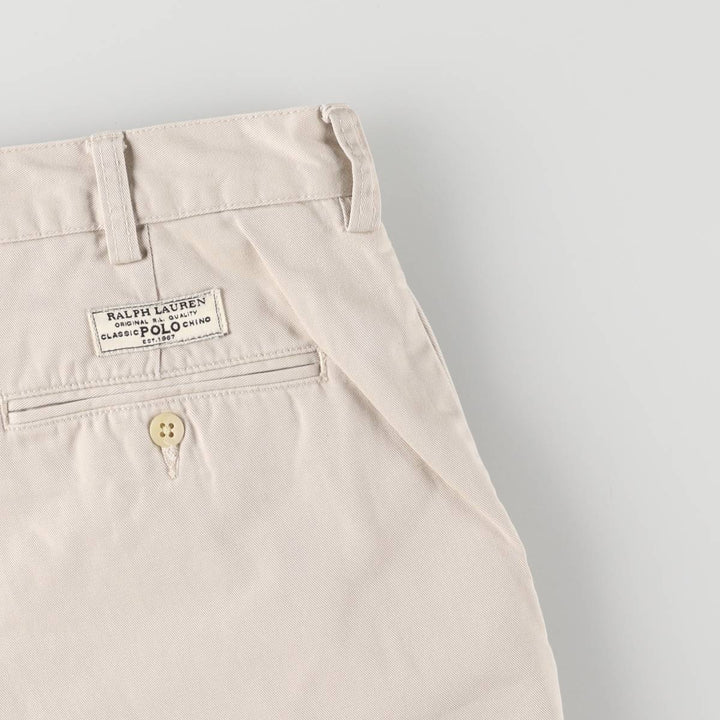 Ralph Lauren POLO by Ralph Lauren TYLER SORT Two-Pleated Chino Shorts, Men's, Size W35 cotton ivory Vintage Second Hand