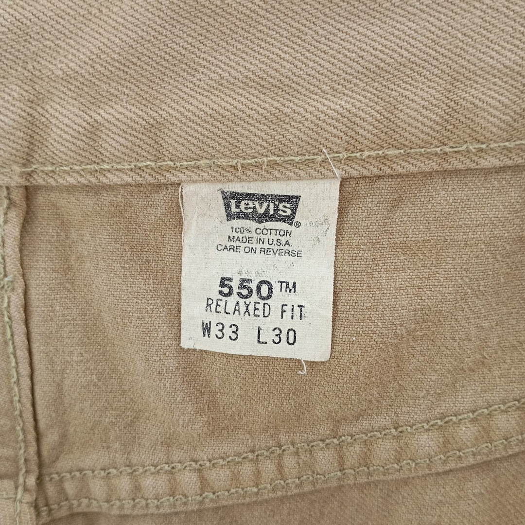 00'S Levi's 550 Relaxed Fit Tapered Denim Pants Made in USA Men's W32 cotton Beige type Vintage Second Hand