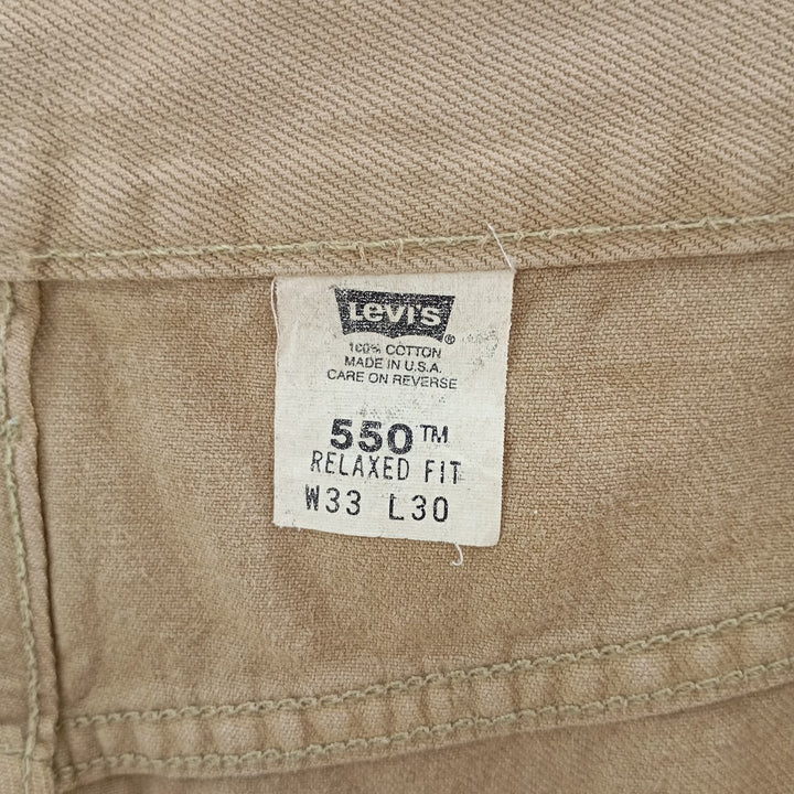 00'S Levi's 550 Relaxed Fit Tapered Denim Pants Made in USA Men's W32 cotton Beige type Vintage Second Hand