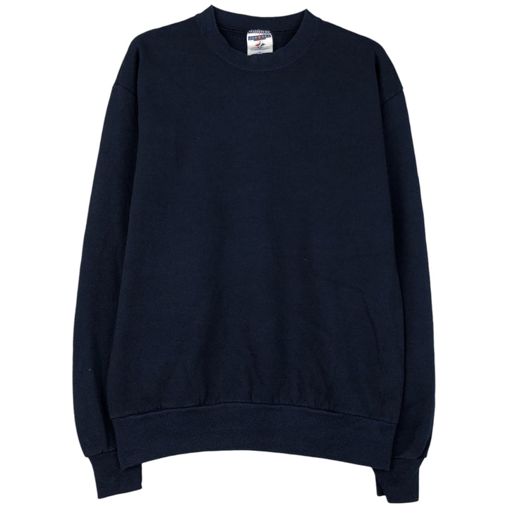 90'S Jerzees Plain Blank Sweatshirt Trainer Made in USA Men's M Vintage cotton navy blue type Vintage Second Hand