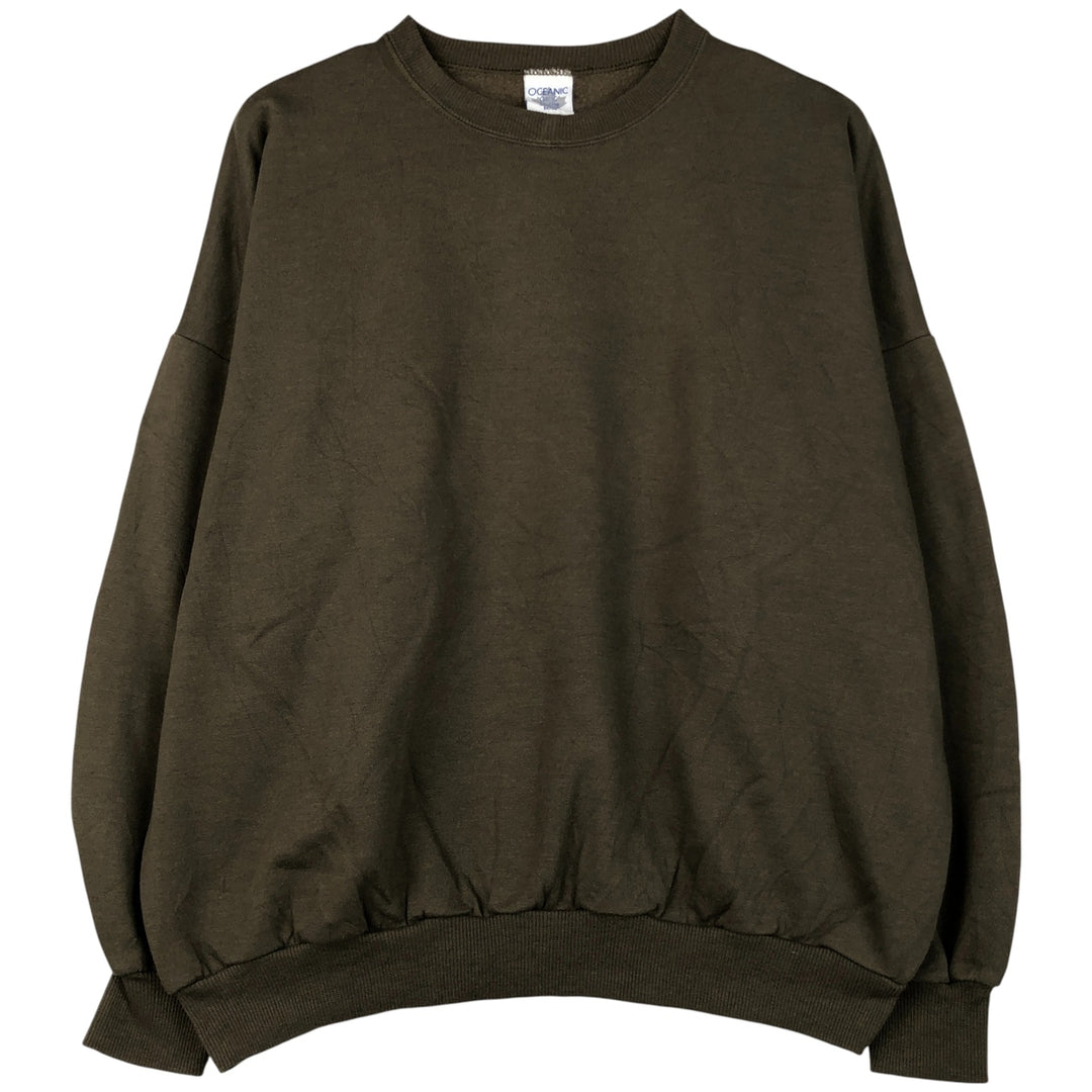 OCEANIC plain blank sweatshirt, made in Canada, men's size M cotton Khaki type Vintage Second Hand