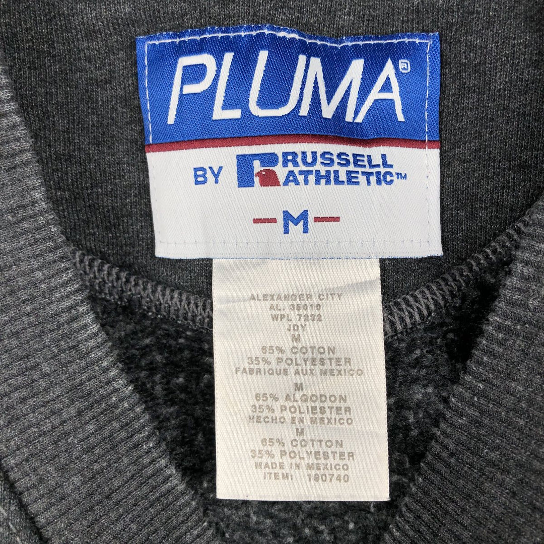Vintage 90'S Russell PLUMA plain blank sweatshirt, size M, men's cotton Charcoal Vintage Second Hand