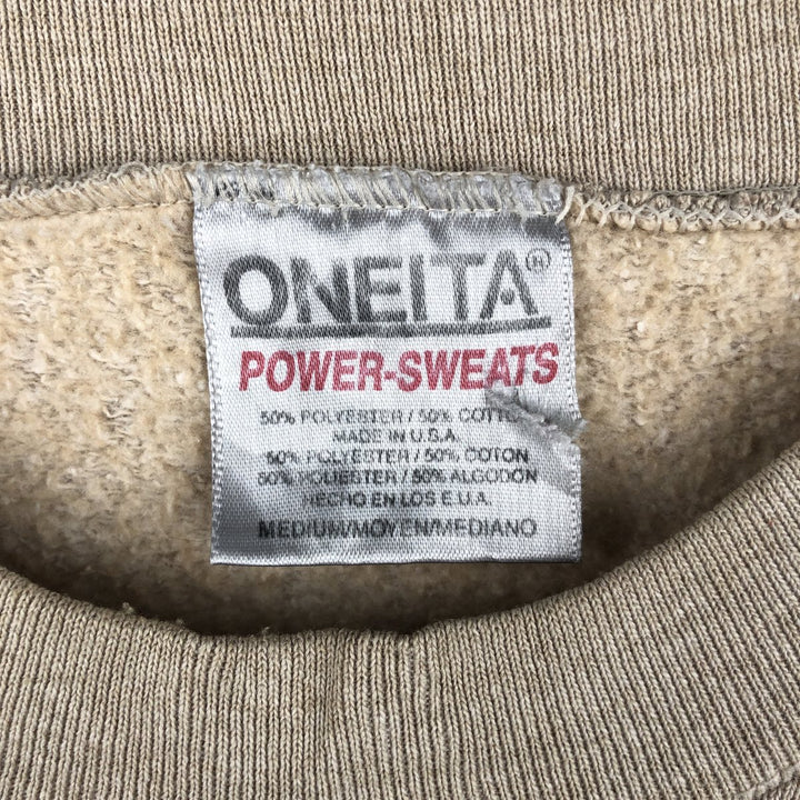 Vintage 90'S ONEITA plain blank sweatshirt, made in the USA, size M, men's. polyester Beige type Vintage Second Hand
