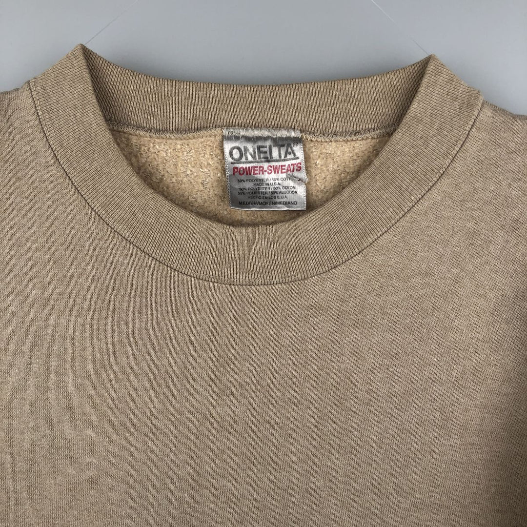 Vintage 90'S ONEITA plain blank sweatshirt, made in the USA, size M, men's. polyester Beige type Vintage Second Hand