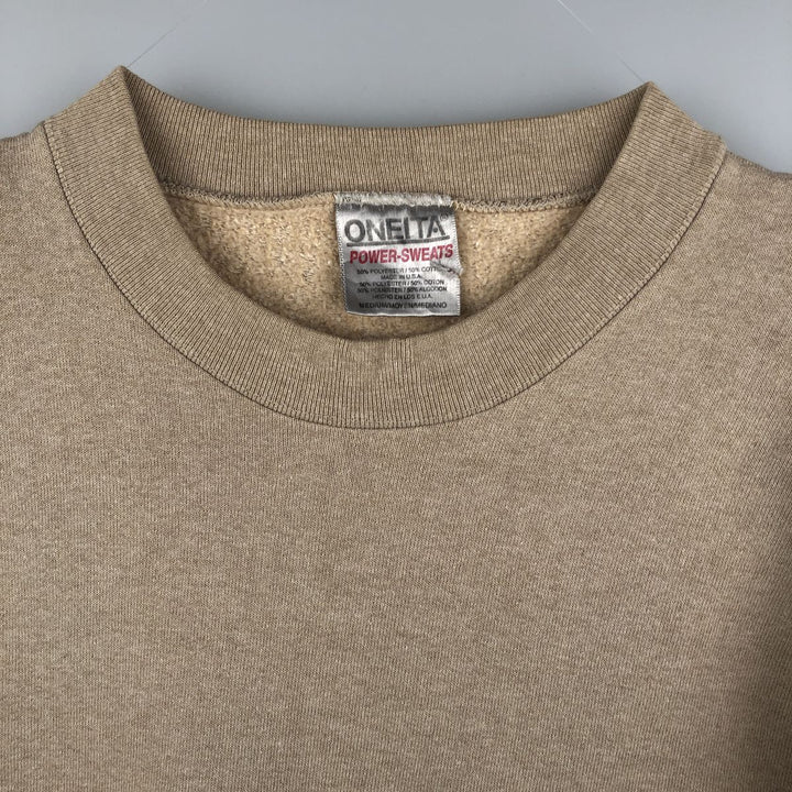 Vintage 90'S ONEITA plain blank sweatshirt, made in the USA, size M, men's. polyester Beige type Vintage Second Hand