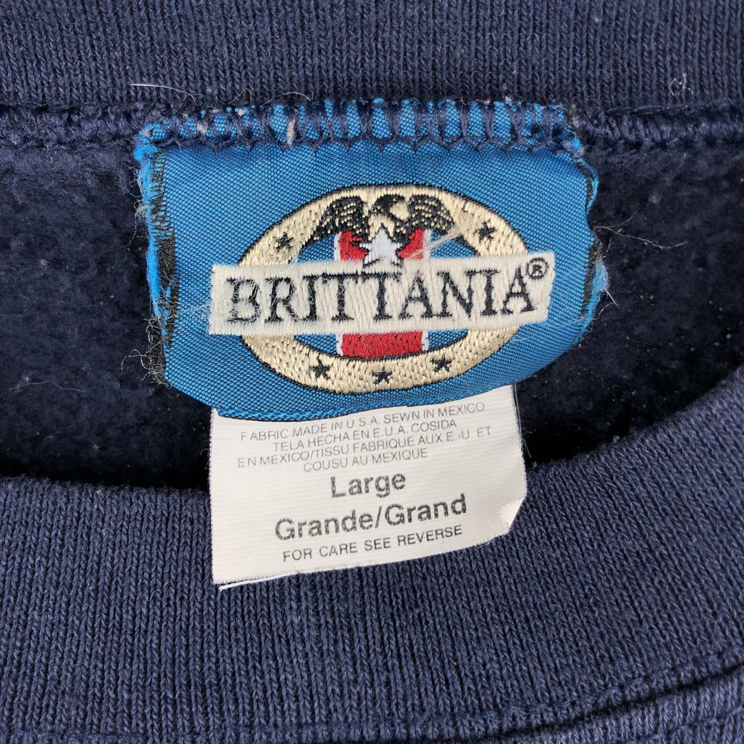 Vintage 90'S BRITTANIA plain blank sweatshirt, men's size L cotton navy blue type Vintage Second Hand