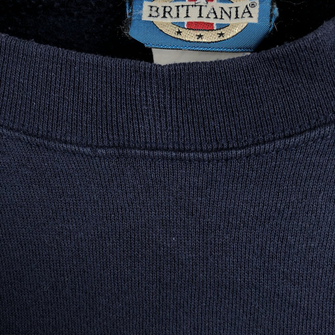 Vintage 90'S BRITTANIA plain blank sweatshirt, men's size L cotton navy blue type Vintage Second Hand
