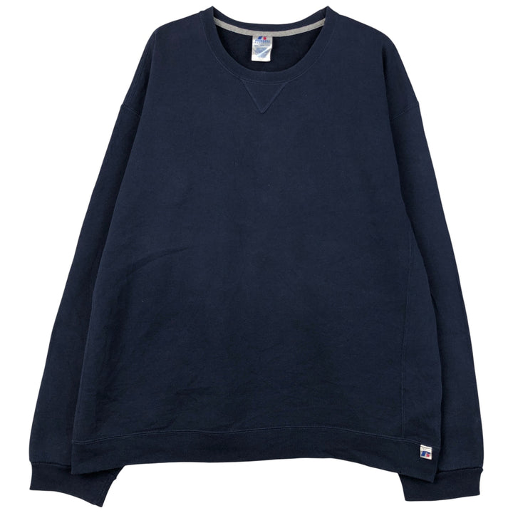 Russell Plain Blank Sweatshirt, Men's XXL cotton navy blue type Vintage Second Hand