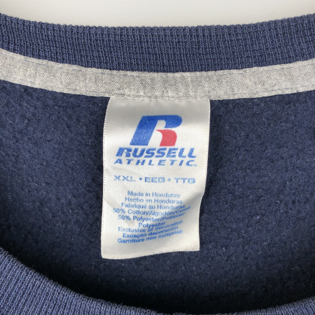 Russell Plain Blank Sweatshirt, Men's XXL cotton navy blue type Vintage Second Hand