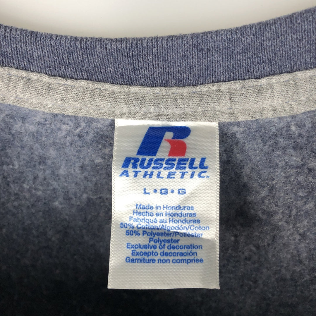 Russell Plain Blank Sweatshirt, Men's Size L cotton Purple type blue-purple Vintage Second Hand