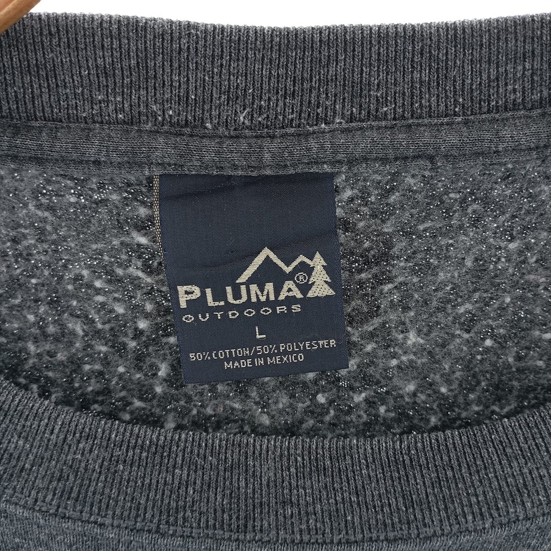 PLUMA plain blank sweatshirt, men's size L cotton Charcoal Vintage Second Hand