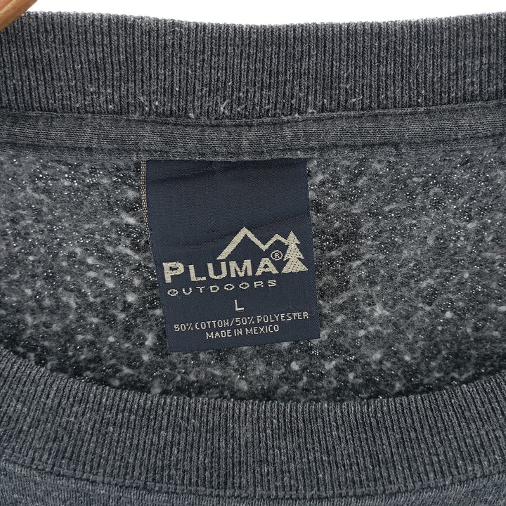 PLUMA plain blank sweatshirt, men's size L cotton Charcoal Vintage Second Hand