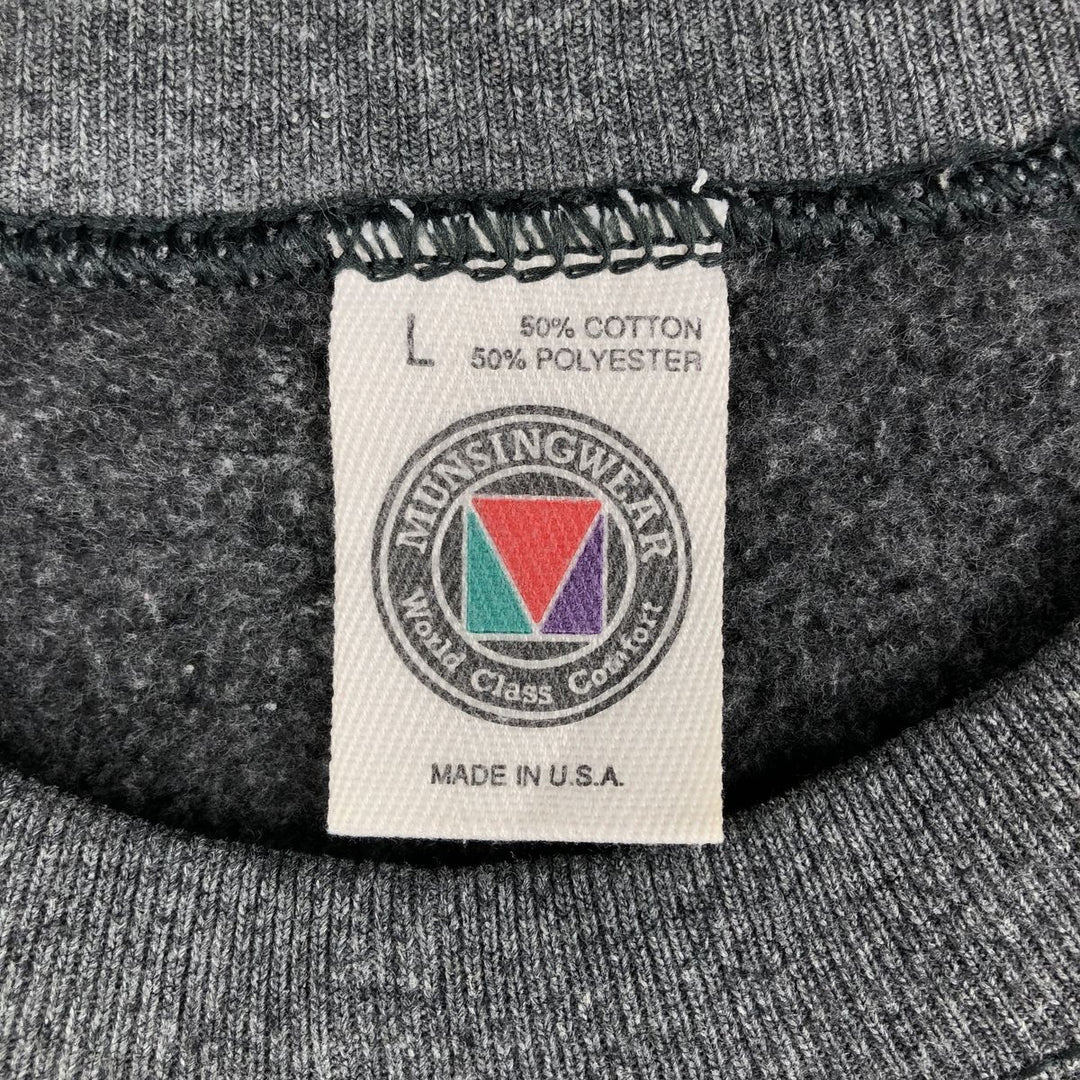 Vintage 90'S MUNSINGWEAR plain blank sweatshirt, made in the USA, men's size L cotton Charcoal Vintage Second Hand