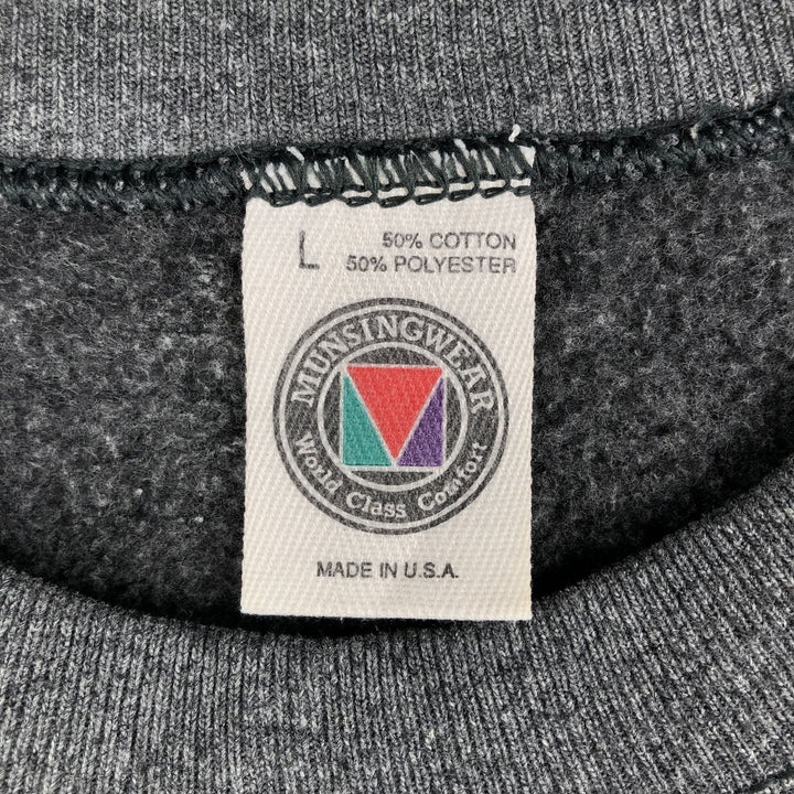 Vintage 90'S MUNSINGWEAR plain blank sweatshirt, made in the USA, men's size L cotton Charcoal Vintage Second Hand