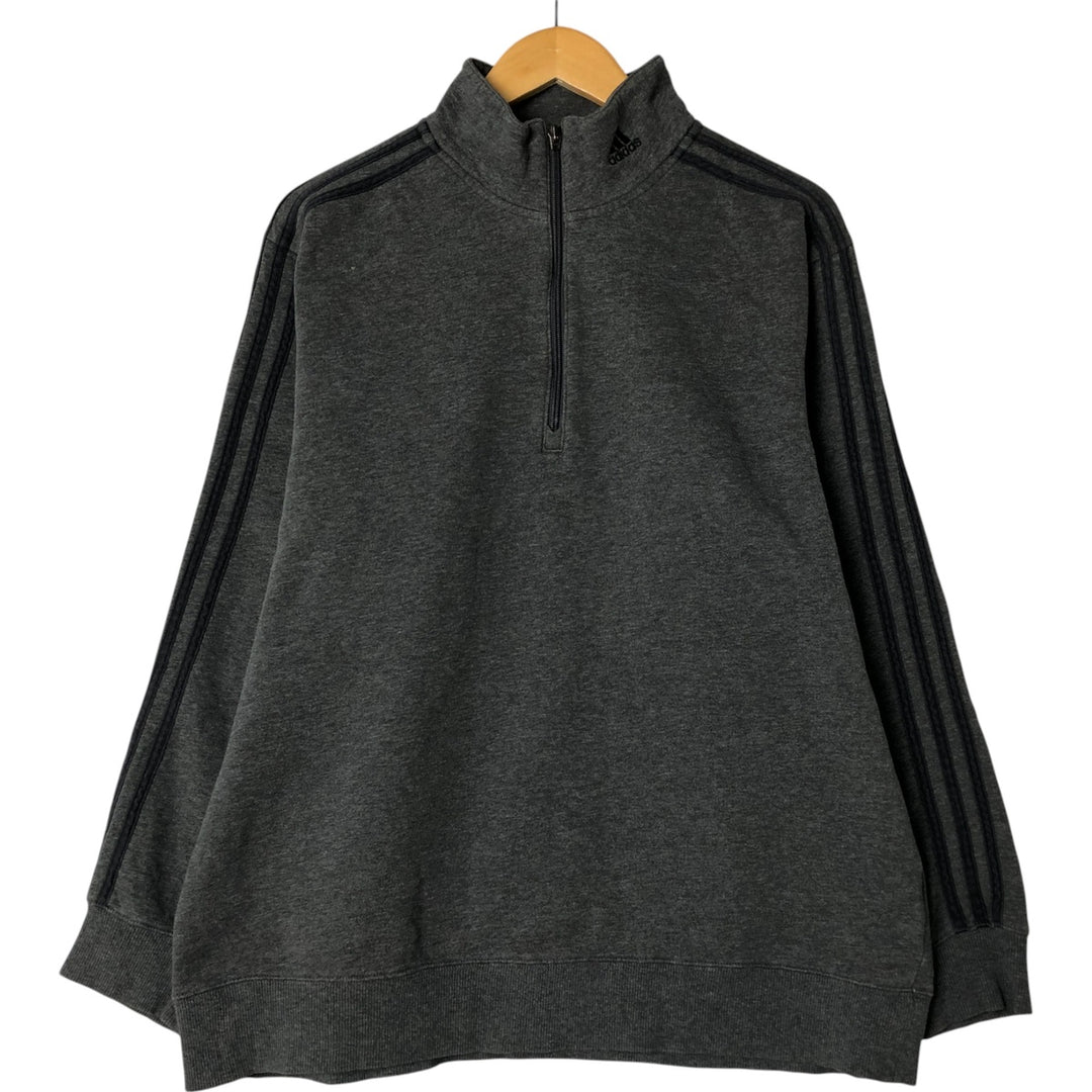 00'S Adidas Half-Zip Sweatshirt, Men's Size L cotton Charcoal Vintage Second Hand