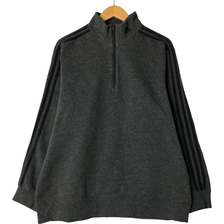 00'S Adidas Half-Zip Sweatshirt, Men's Size L cotton Charcoal Vintage Second Hand