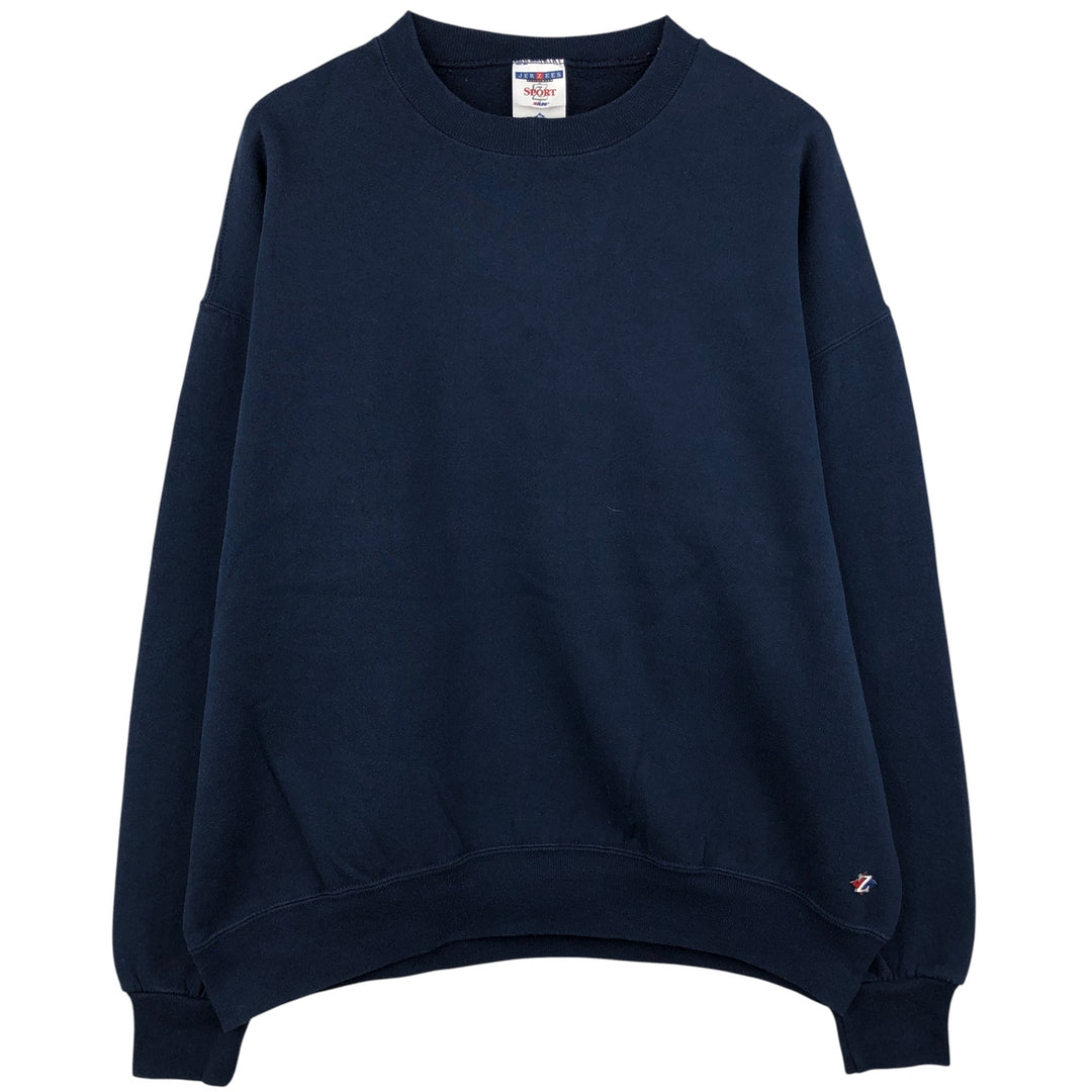 Vintage 90'S Jerzees SPORT plain blank sweatshirt, made in the USA, men's size XL cotton navy blue type Vintage Second Hand
