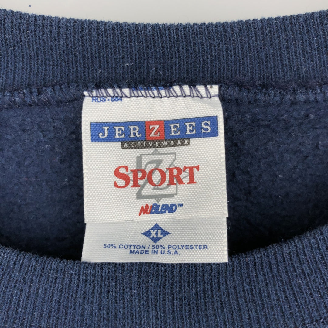 Vintage 90'S Jerzees SPORT plain blank sweatshirt, made in the USA, men's size XL cotton navy blue type Vintage Second Hand