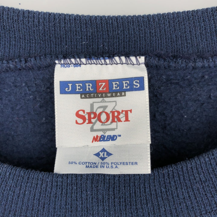 Vintage 90'S Jerzees SPORT plain blank sweatshirt, made in the USA, men's size XL cotton navy blue type Vintage Second Hand