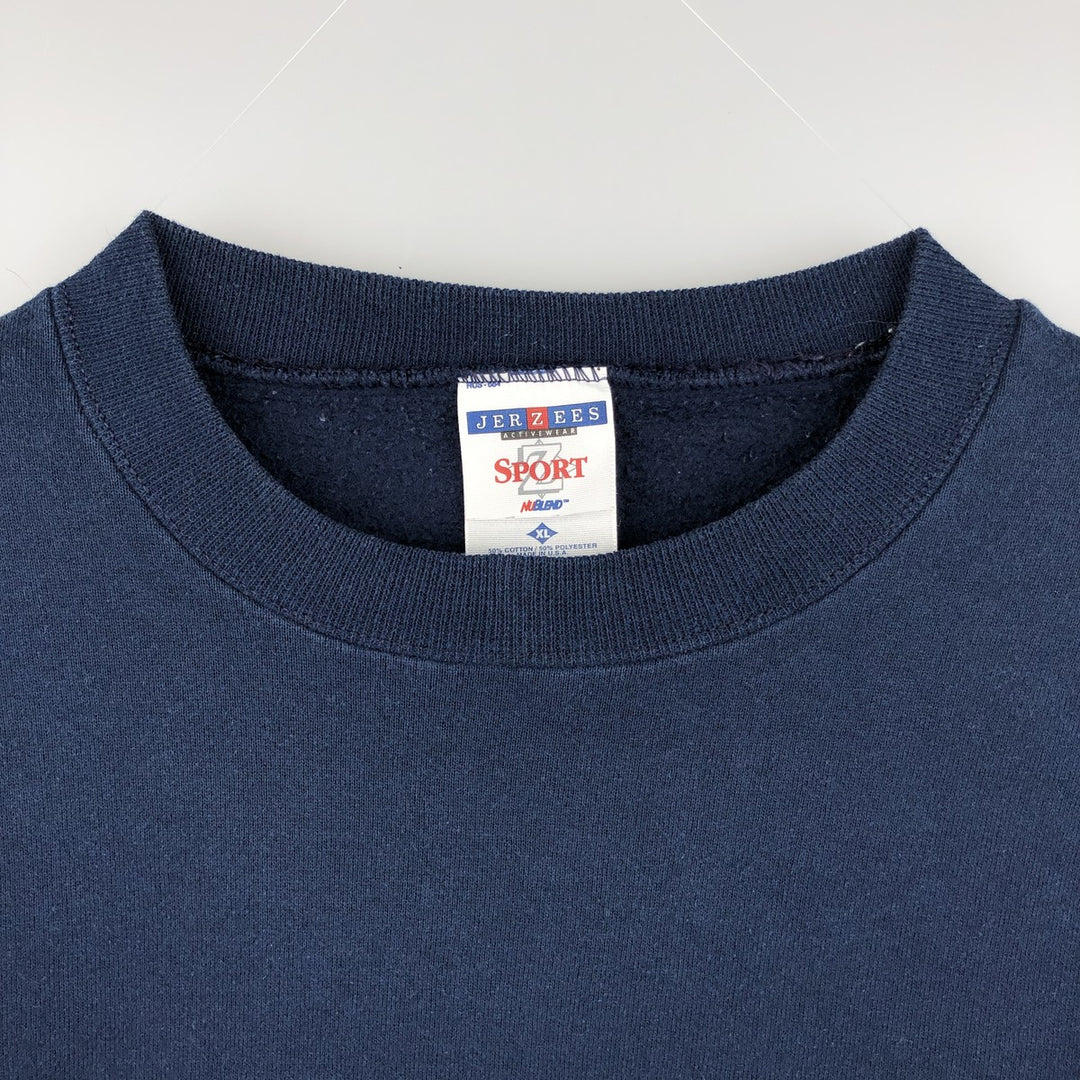 Vintage 90'S Jerzees SPORT plain blank sweatshirt, made in the USA, men's size XL cotton navy blue type Vintage Second Hand