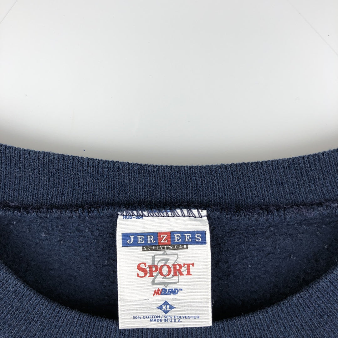 Vintage 90'S Jerzees SPORT plain blank sweatshirt, made in the USA, men's size XL cotton navy blue type Vintage Second Hand