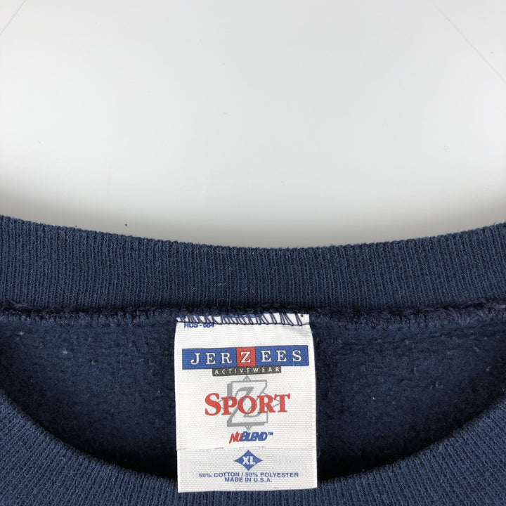 Vintage 90'S Jerzees SPORT plain blank sweatshirt, made in the USA, men's size XL cotton navy blue type Vintage Second Hand