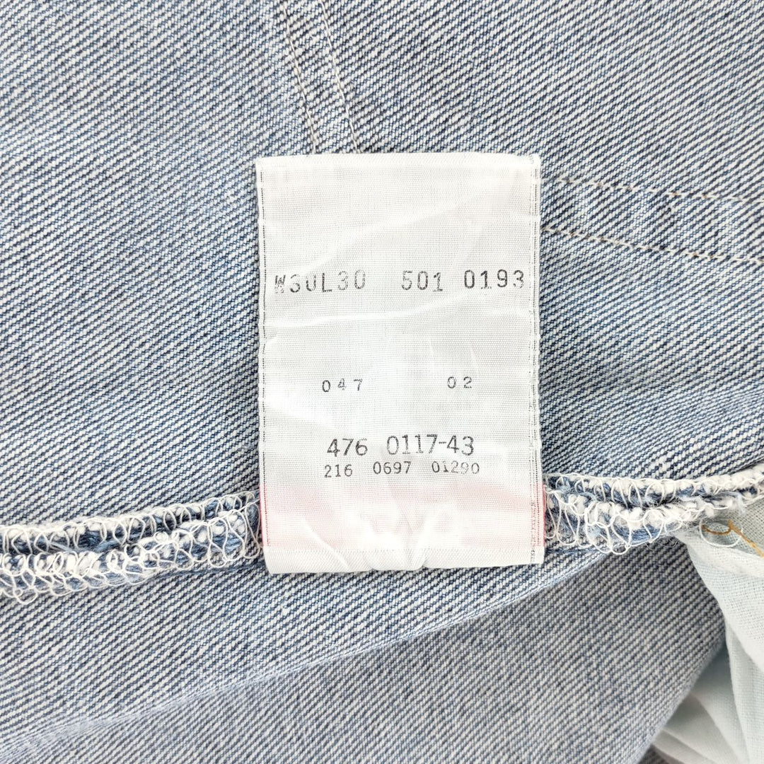 90'S Levi's 501 Euro Model Straight Denim Pants Made in Canada Men's W29 Vintage cotton blue type Vintage Second Hand