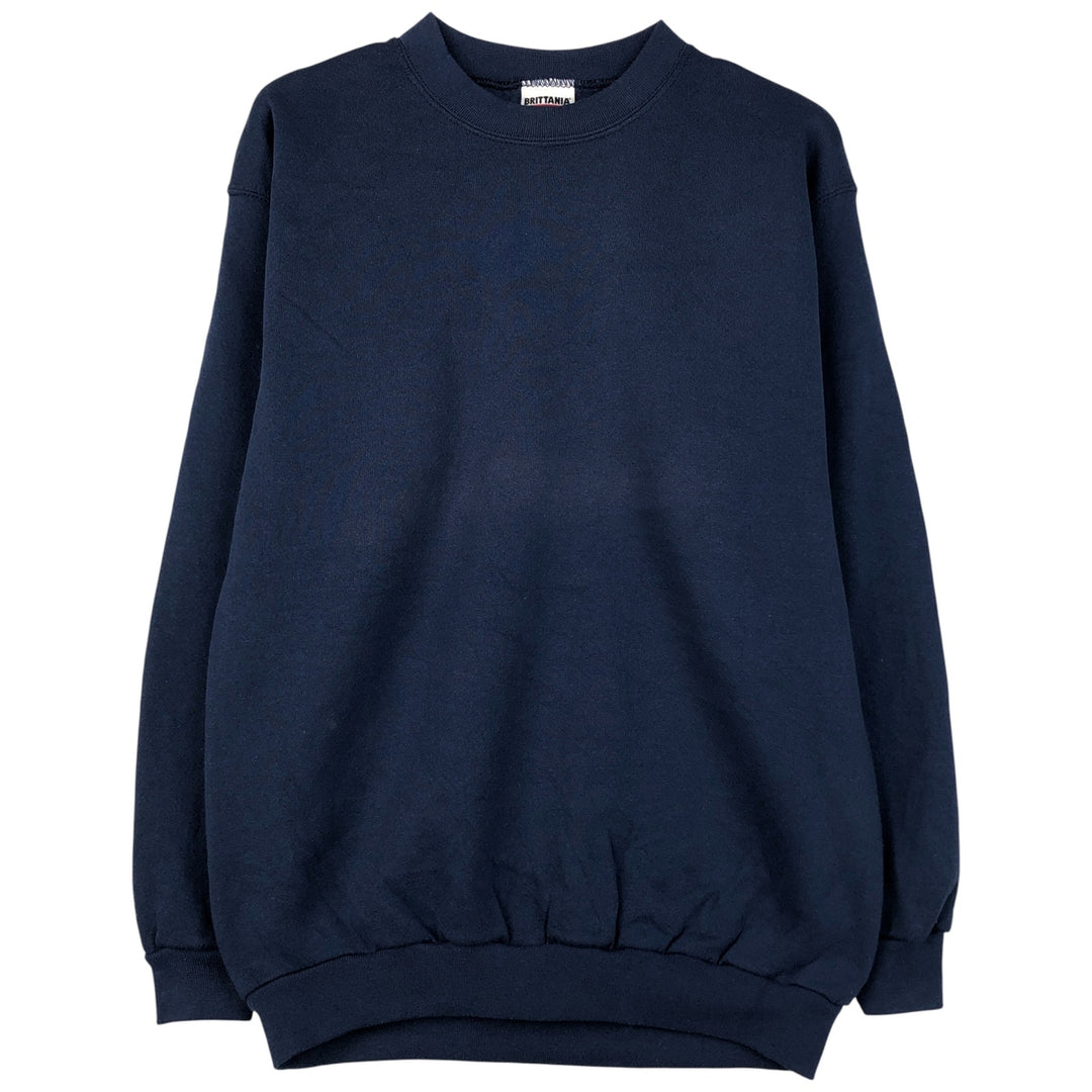 Vintage 90'S BRITTANIA plain blank sweatshirt, made in the USA, size M, men's cotton navy blue type Vintage Second Hand