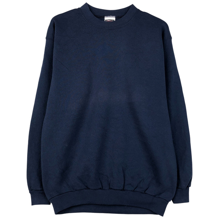 Vintage 90'S BRITTANIA plain blank sweatshirt, made in the USA, size M, men's cotton navy blue type Vintage Second Hand