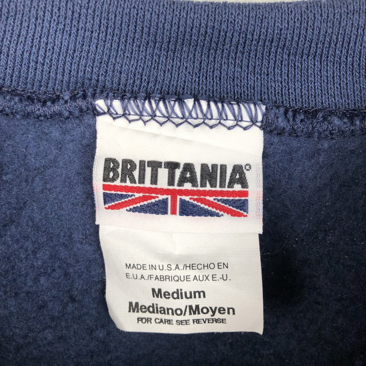 Vintage 90'S BRITTANIA plain blank sweatshirt, made in the USA, size M, men's cotton navy blue type Vintage Second Hand