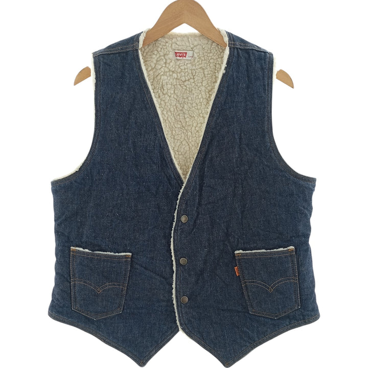80'S Levi's Orange Tab Denim Boa Vest Made in USA Men's Size L Vintage polyester blue type Vintage Second Hand