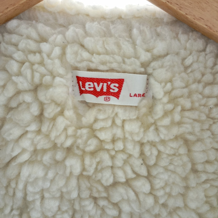 80'S Levi's Orange Tab Denim Boa Vest Made in USA Men's Size L Vintage polyester blue type Vintage Second Hand