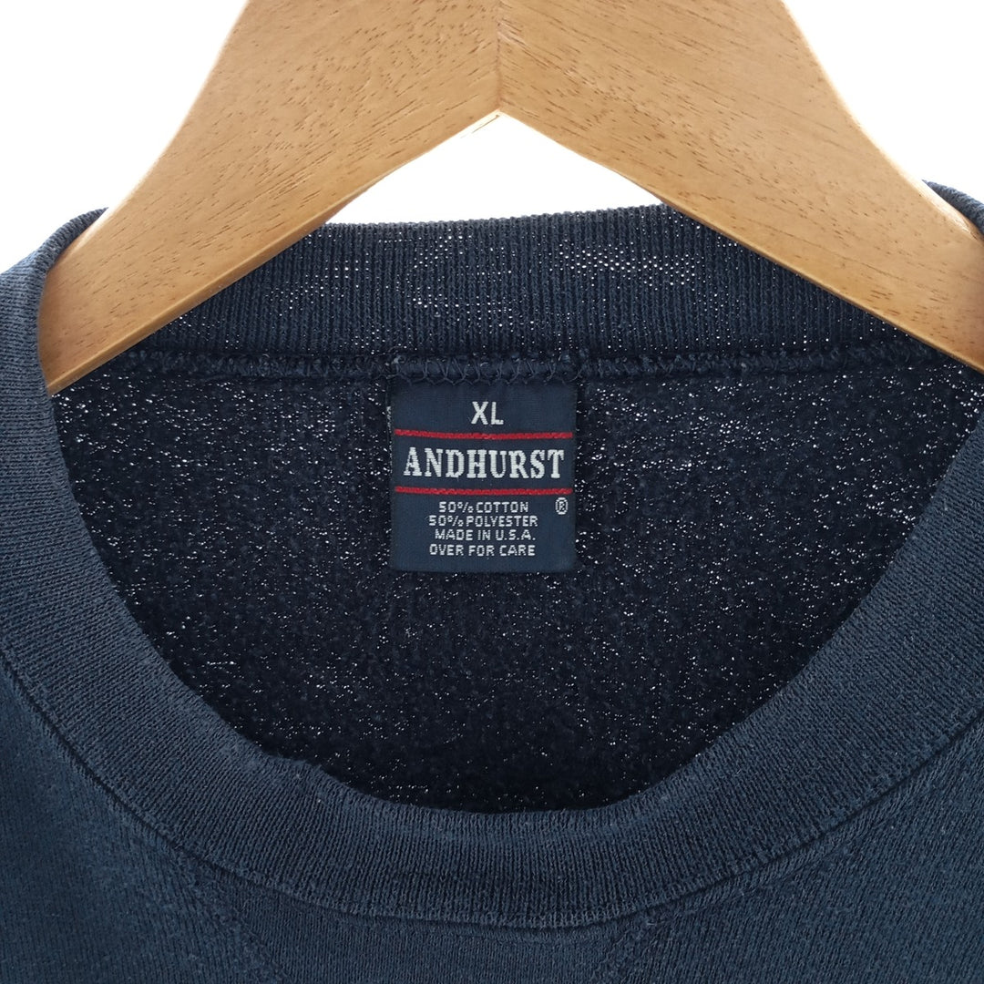 Vintage 90'S ANDHURST plain blank sweatshirt, made in the USA, men's size XL cotton navy blue type Vintage Second Hand