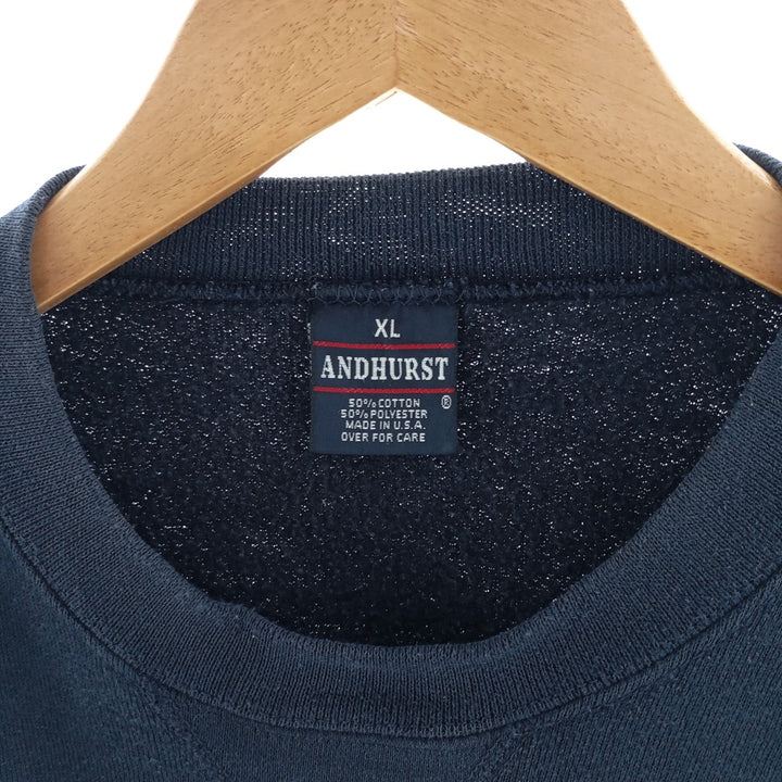 Vintage 90'S ANDHURST plain blank sweatshirt, made in the USA, men's size XL cotton navy blue type Vintage Second Hand