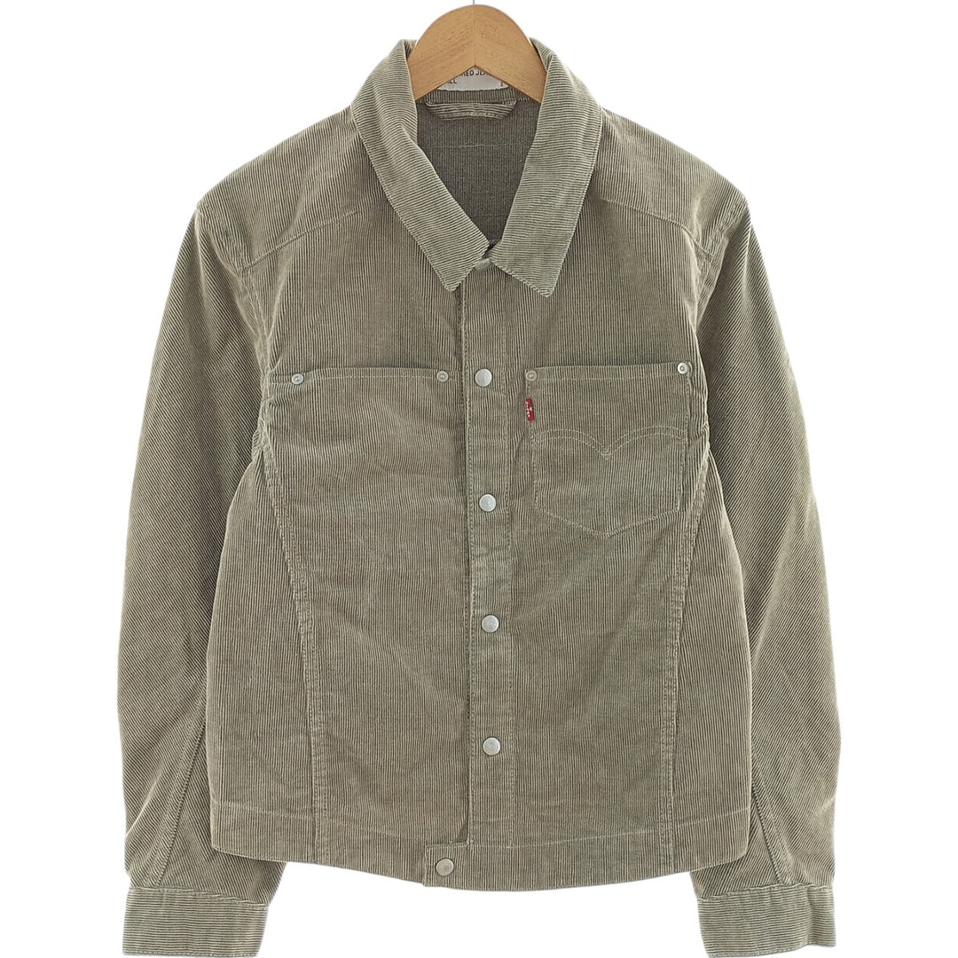 00'S Levi's ENGINEERED Euro model draped corduroy jacket, men's size S polyester beige type brown Vintage Second Hand