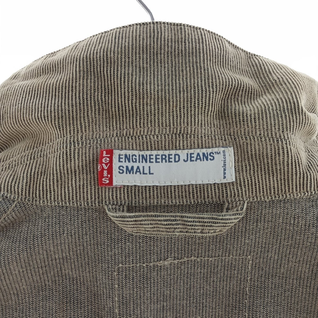 00'S Levi's ENGINEERED Euro model draped corduroy jacket, men's size S polyester beige type brown Vintage Second Hand