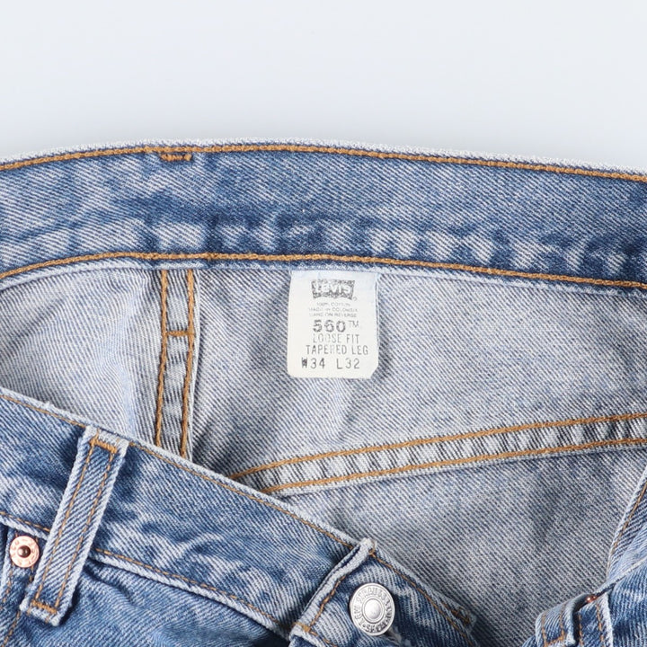 00'S Levi's 560 LOOSE FIT TAPERED LEG tapered denim pants for men, size w34 cotton blue type Vintage Second Hand
