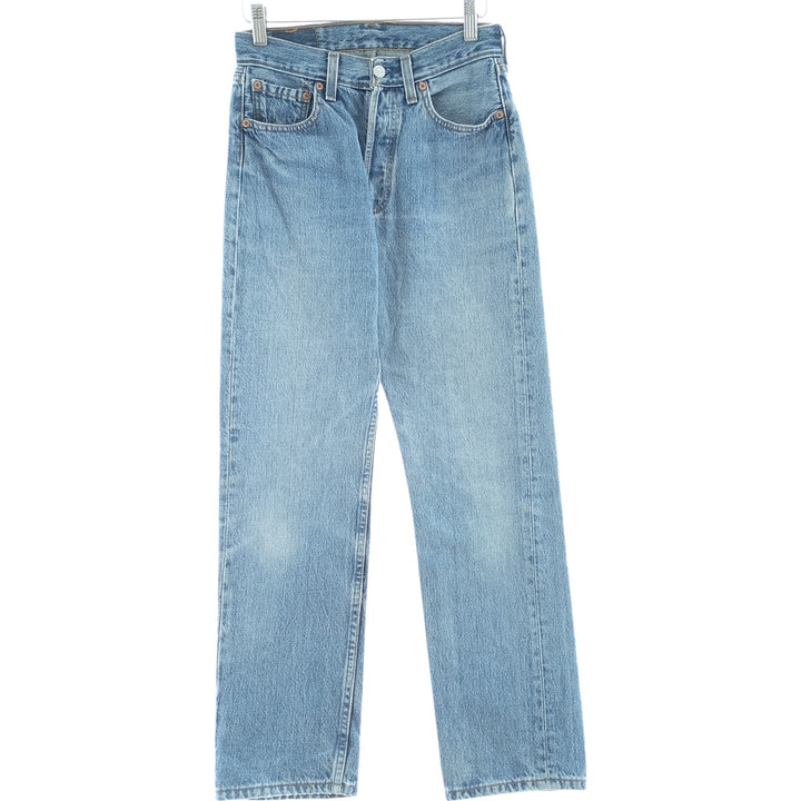 90'S Levi's 701-0193 Straight-leg Denim Pants, Made in USA, Women's Size L (W28), Button Fly, Vintage cotton blue type Vintage Second Hand