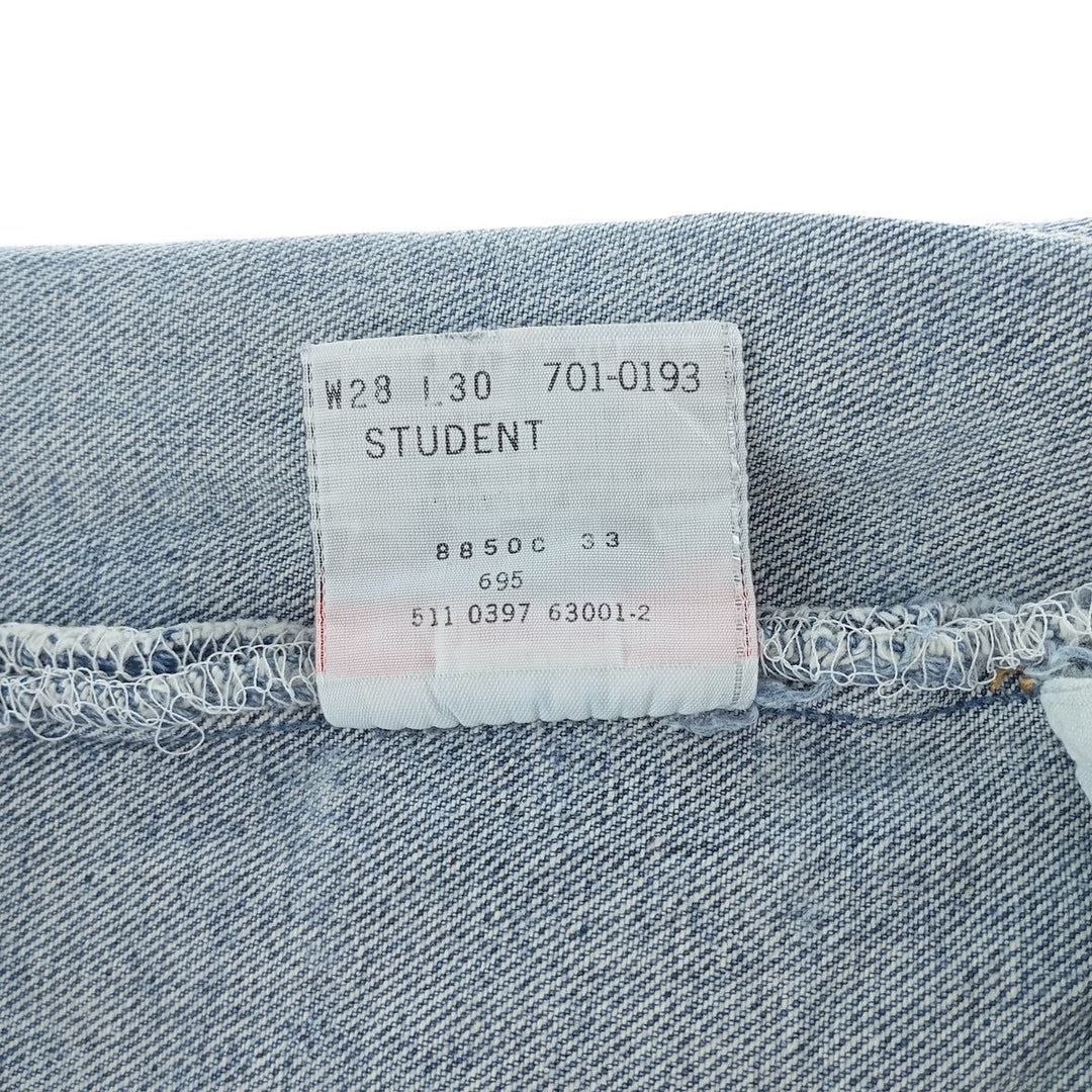 90'S Levi's 701-0193 Straight-leg Denim Pants, Made in USA, Women's Size L (W28), Button Fly, Vintage cotton blue type Vintage Second Hand
