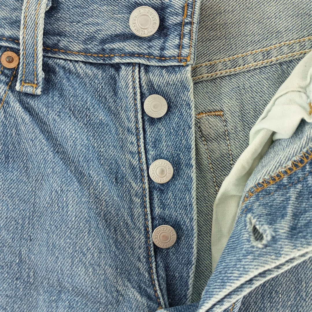 90'S Levi's 701-0193 Straight-leg Denim Pants, Made in USA, Women's Size L (W28), Button Fly, Vintage cotton blue type Vintage Second Hand