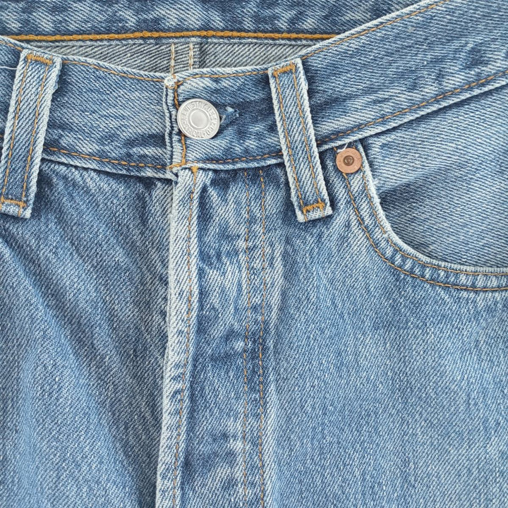 90'S Levi's 701-0193 Straight-leg Denim Pants, Made in USA, Women's Size L (W28), Button Fly, Vintage cotton blue type Vintage Second Hand