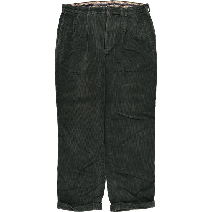 Brooks Brothers ELLIOT Wide-Ribbed Two-Pleated Corduroy Pants, Men's, Size W35 cotton Green type dark green Vintage Second Hand