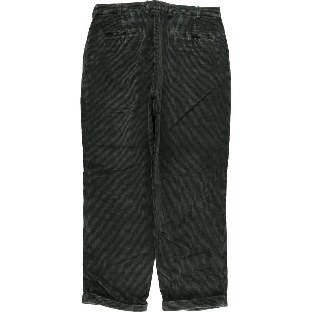 Brooks Brothers ELLIOT Wide-Ribbed Two-Pleated Corduroy Pants, Men's, Size W35 cotton Green type dark green Vintage Second Hand