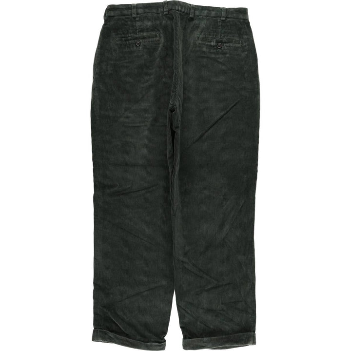 Brooks Brothers ELLIOT Wide-Ribbed Two-Pleated Corduroy Pants, Men's, Size W35 cotton Green type dark green Vintage Second Hand