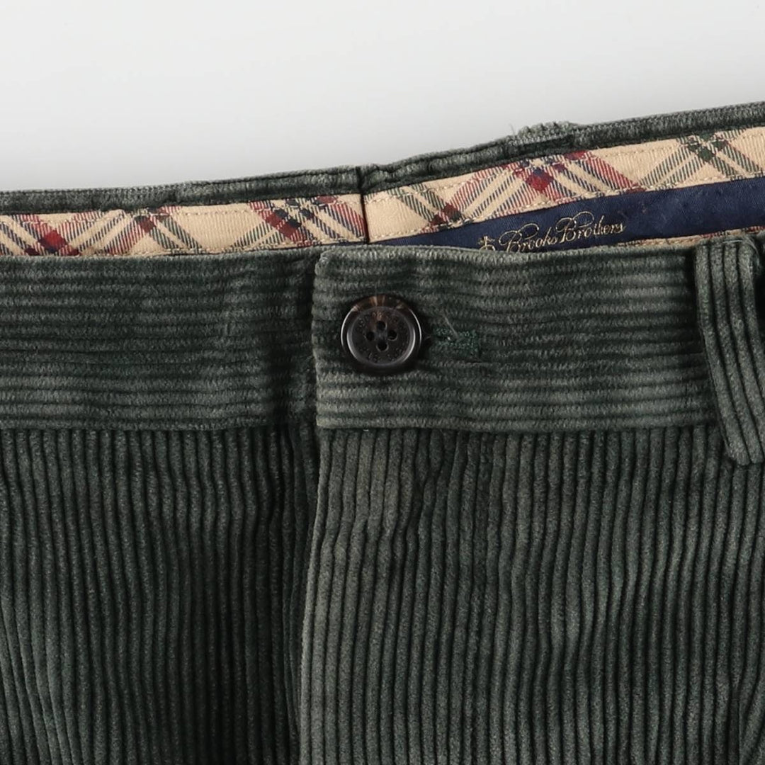 Brooks Brothers ELLIOT Wide-Ribbed Two-Pleated Corduroy Pants, Men's, Size W35 cotton Green type dark green Vintage Second Hand