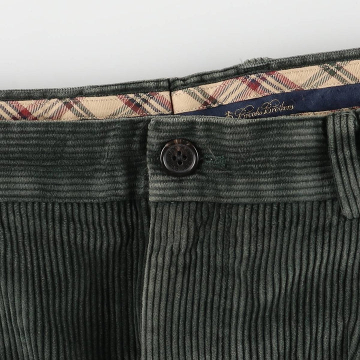 Brooks Brothers ELLIOT Wide-Ribbed Two-Pleated Corduroy Pants, Men's, Size W35 cotton Green type dark green Vintage Second Hand