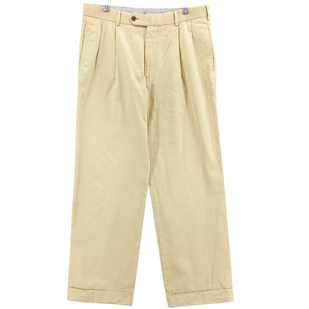 Brooks Brothers 1818 Two-Pleated Chino Pants, Men's, Size W33 cotton Beige type Vintage Second Hand