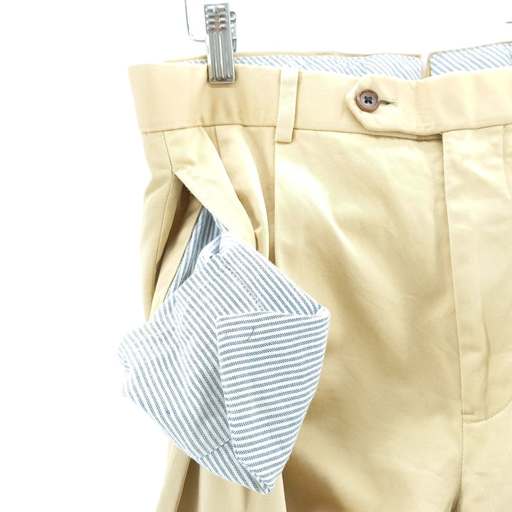 Brooks Brothers 1818 Two-Pleated Chino Pants, Men's, Size W33 cotton Beige type Vintage Second Hand