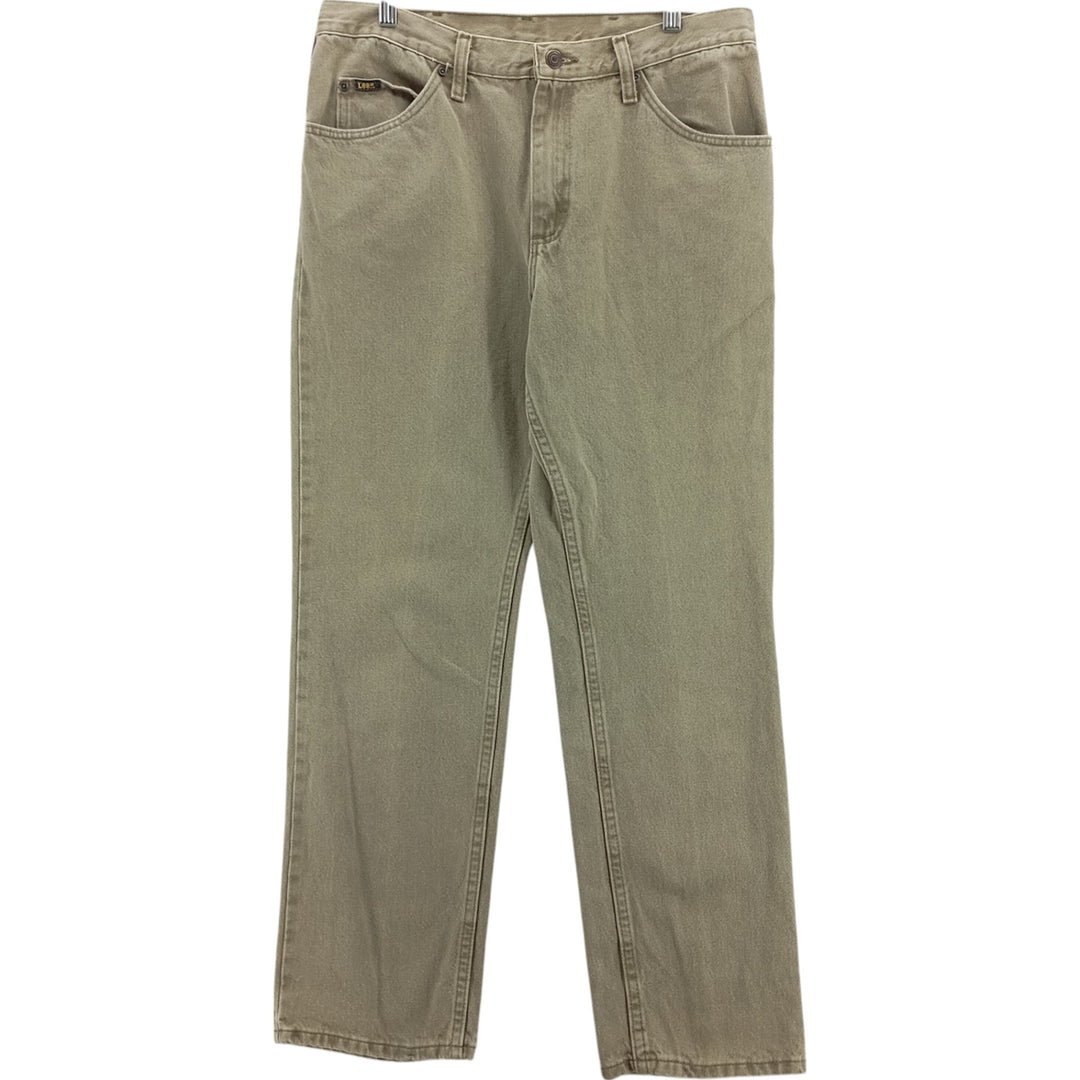 Lee Men's Straight Denim Pants (Size W33) cotton beige type brown Vintage Second Hand